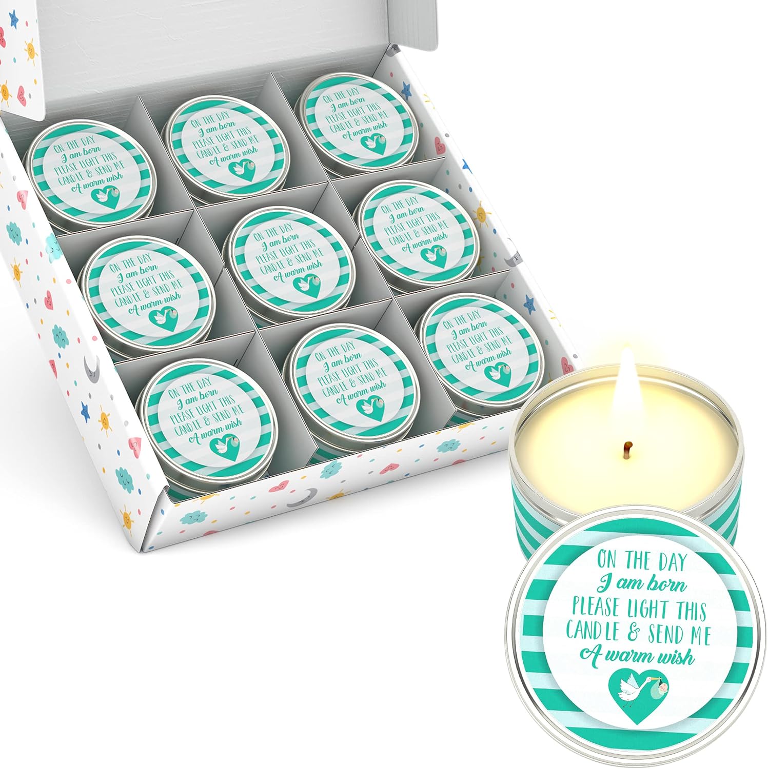 Totally Unique Baby Shower Party Favors Candles for Boys (9 Pack) | Baby Shower Favors for Guests Boy | Baby Shower Favors for Boys | Blue Baby