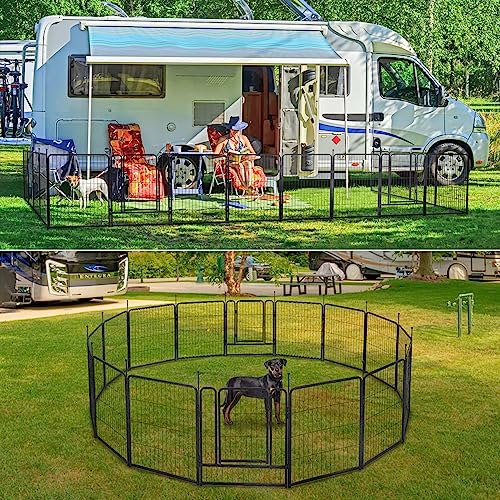 mestyl Dog Playpen, 40" Height 16 Panels Outdoor Pet Play Pen, Big Dog Exercise Play Pen for Large/Medium/Small Dogs, Foldable Puppy Pen for Indoor