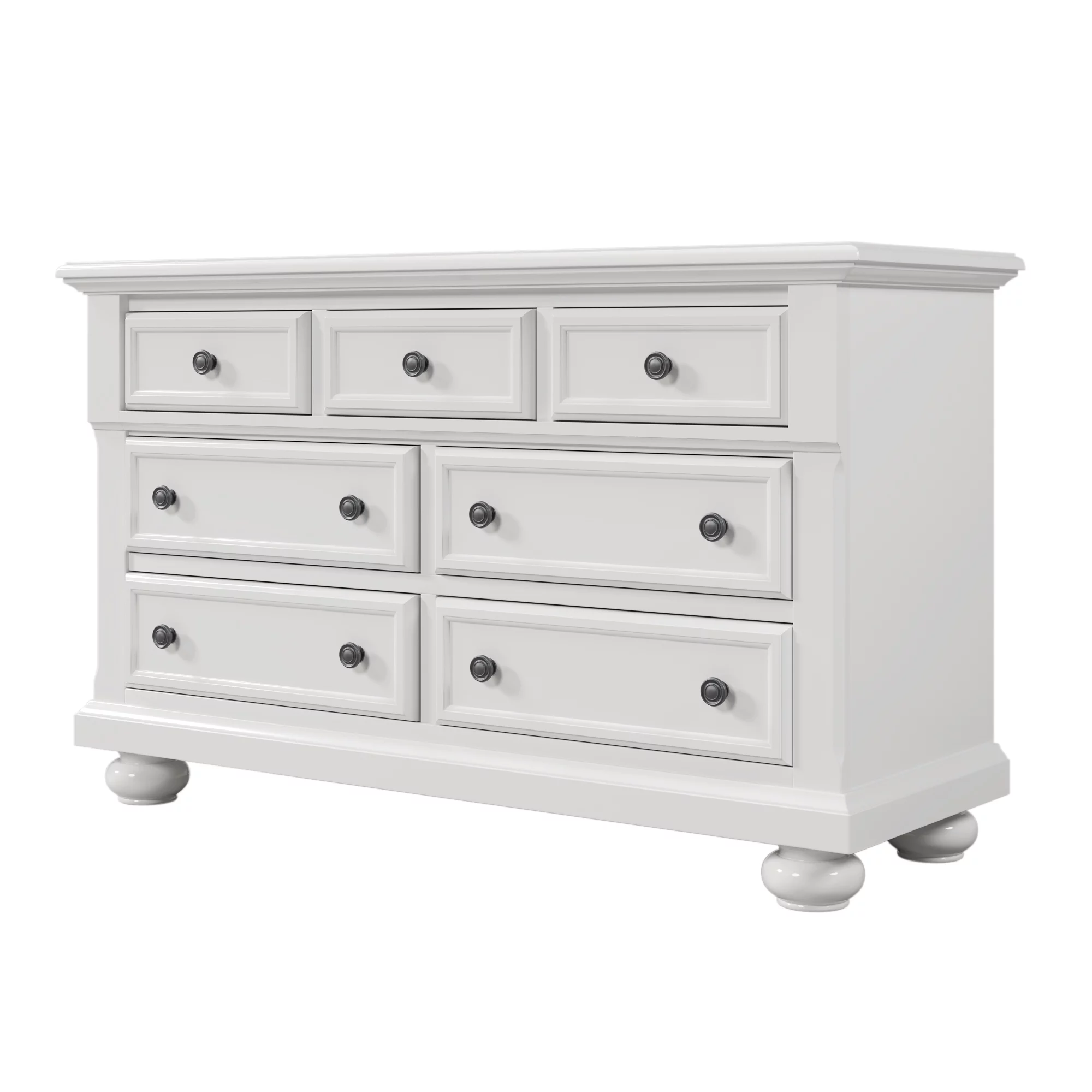 Solid Wood Seven-Drawer Dresser for Nursery, Kid’s Room, Bedroom, White