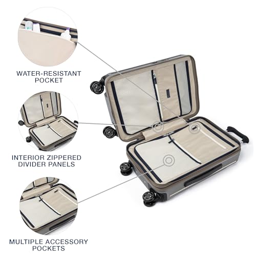 Travelpro Platinum Elite Hardside Expandable Carry on Luggage, 8 Wheel Spinner, TSA Lock, Hard Shell Polycarbonate Suitcase, Metallic Sand