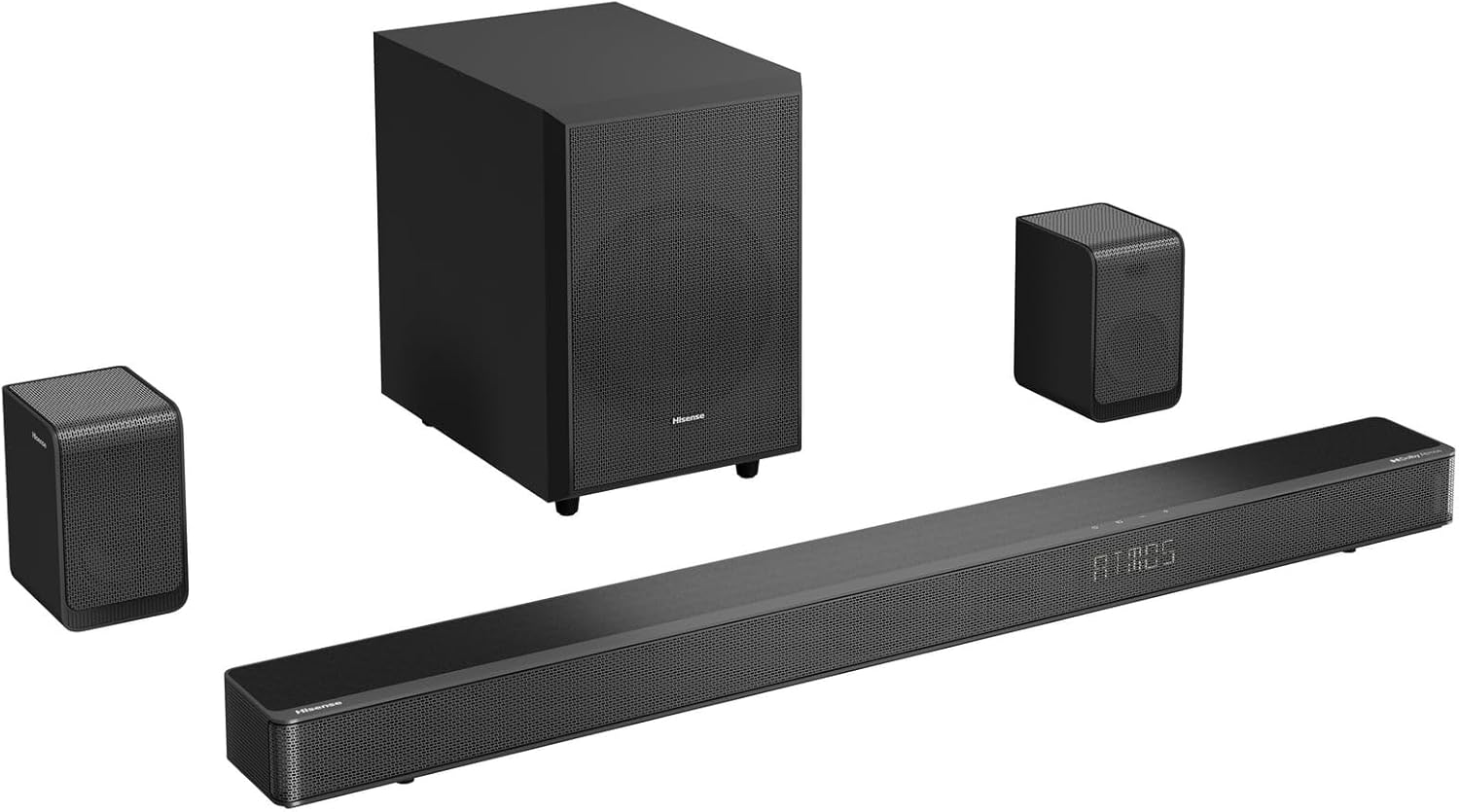 Hisense AX Series 5.1.2 Ch 420W Soundbar with Wireless Subwoofer & Wireless Rear Satellite speakers, and Dolby Atmos AX5120G (Renewed), Black