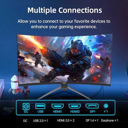 KTC 32 Inch 240Hz Curved Gaming Monitor, FHD 1080P 1500R HDR Gaming PC Monitor, FreeSync, Ultra-Fast 1ms Monitor for Gamer, 3500:1 Contrast