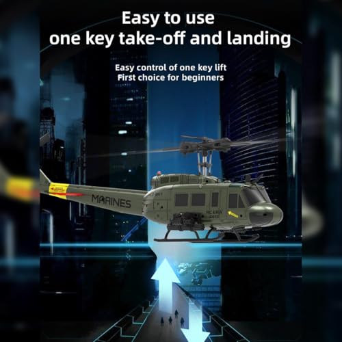 RC Helicopter for Adult, UH-1 Huey Remote Control Helicopter C032 1/48 Scale 2.4G 6CH RC Airplane Model