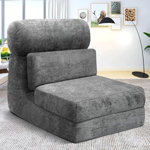 Folding Sofa Bed, Floor Couch for Adults Chair Bed, Convertible Sleeper Chair with Back Support Washable Cover