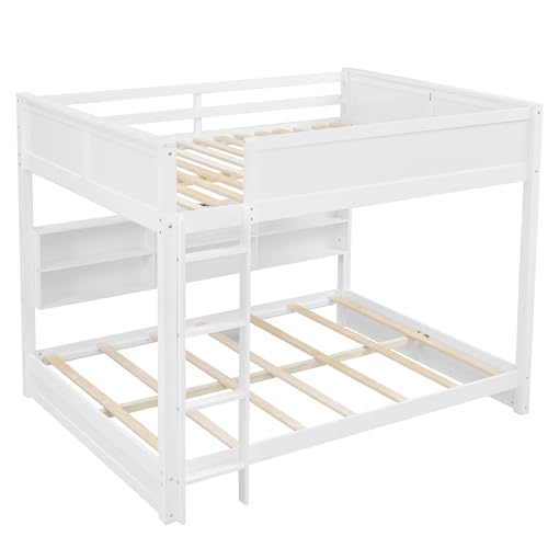Ball & Cast Twin-Over-Twin Bunk Bed with Twin-Size Trundle and 3 Storage Stairs,Wood Bunkbed w/Full-Length Guardrails,Slat Support