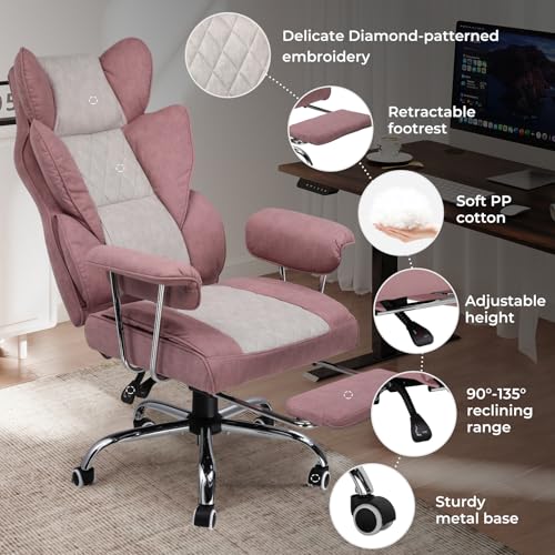 COMHOMA Big and Tall Office Chair, High Back Leather Gaming Chair with Footrest