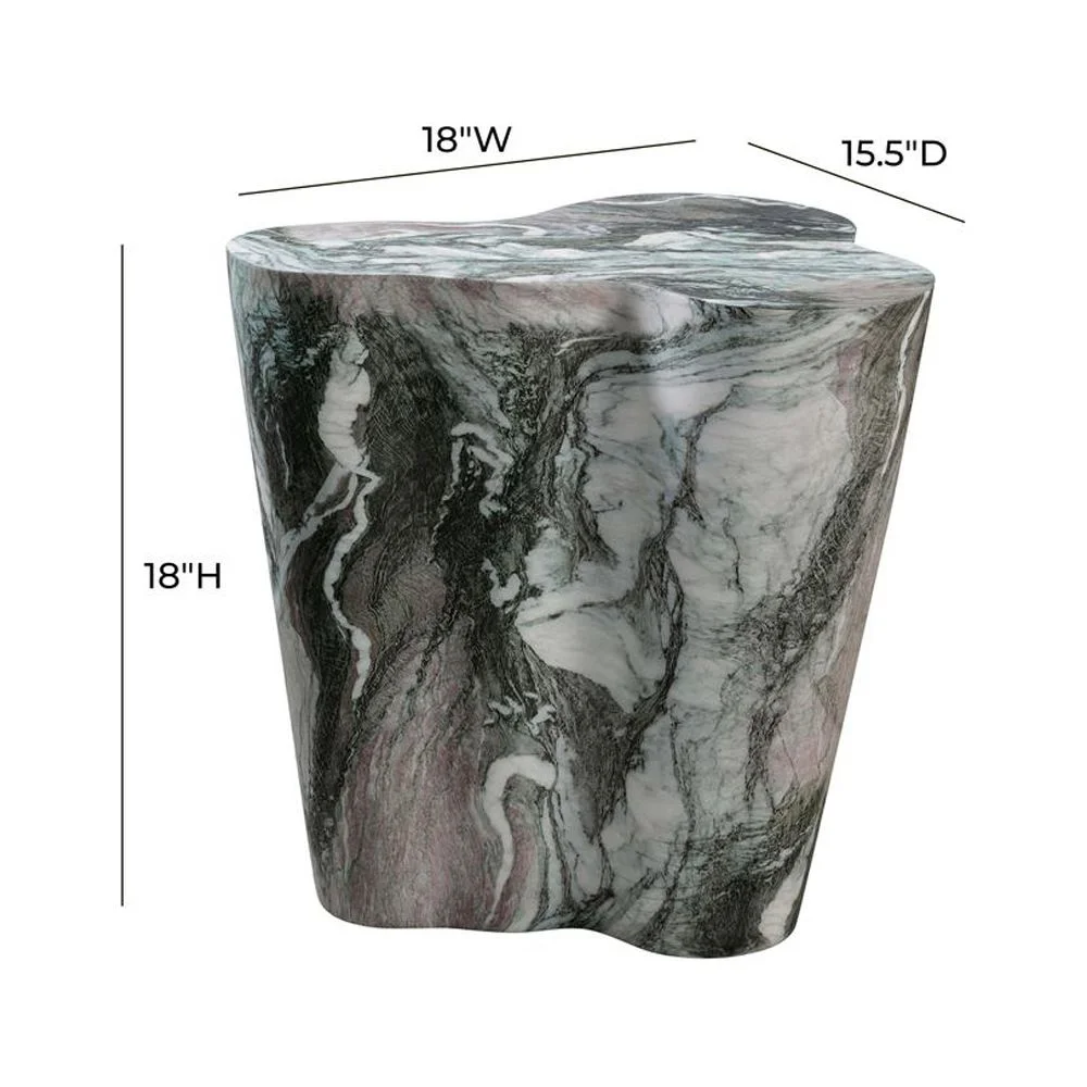TOV Furniture Slab Grey/Blush Faux Marble Short Side Table