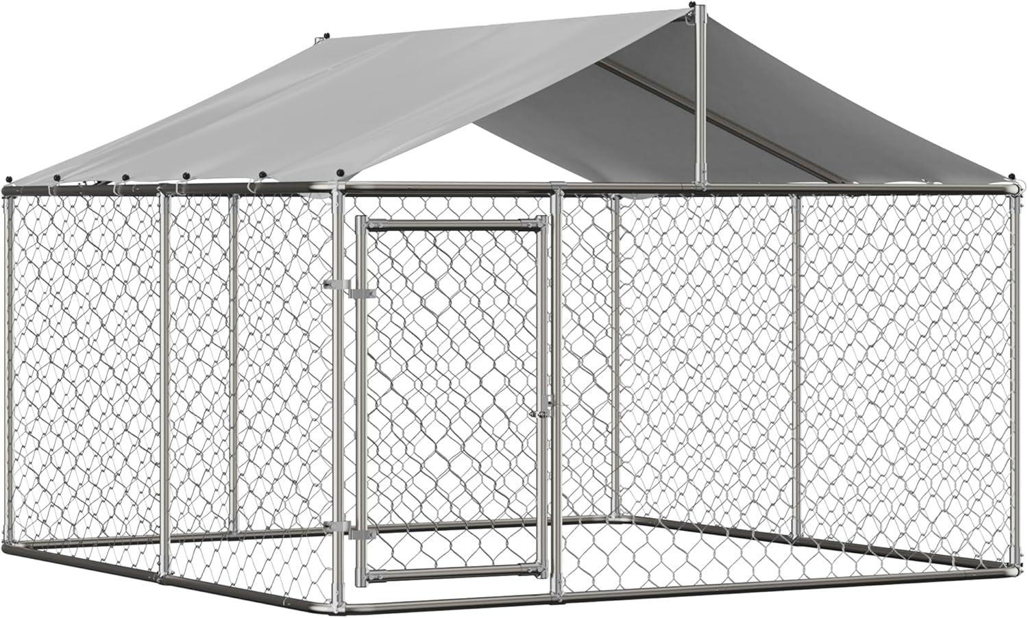 GNIXUU 7.5' x 7.5' Large Outdoor Dog Kennel, Heavy Duty Outdoor Fence Dog Cage with WaterProof UV-Resistant Cover