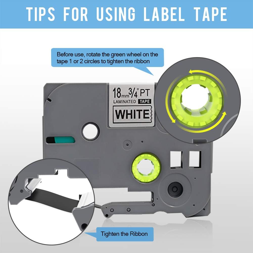 Camopro Compatible Label Tape Replacement for Brother Ptouch Label Maker TZ TZe TZe-241 Laminated Tape Black on White 3/4 Inch x 26.2ft 18mm 0.7 for