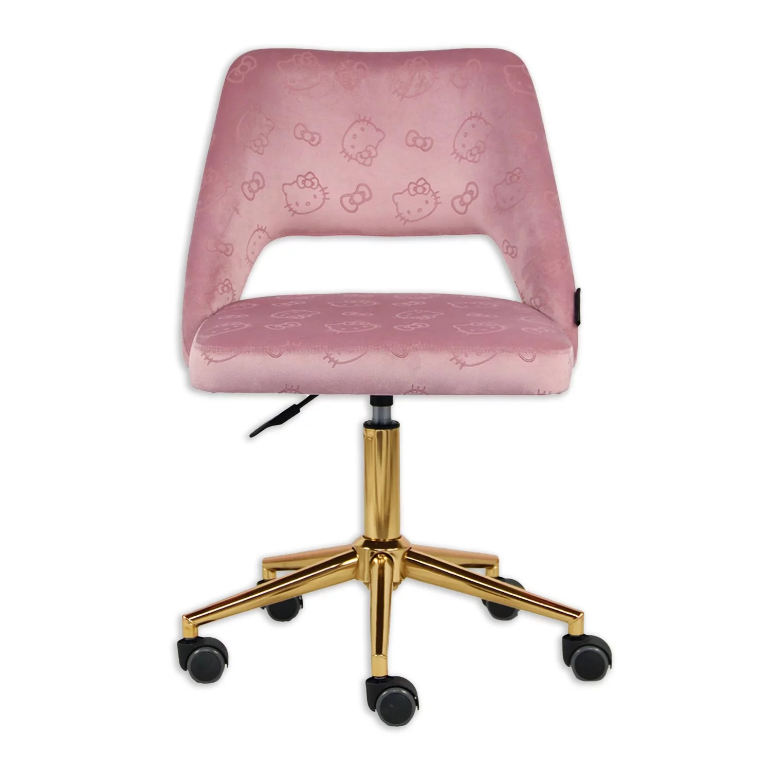 Impressions Vanity Hello Kitty Velvet Swivel Vanity Chair with Back, Ergonomic Backrest Cute Desk Chair with Wheels