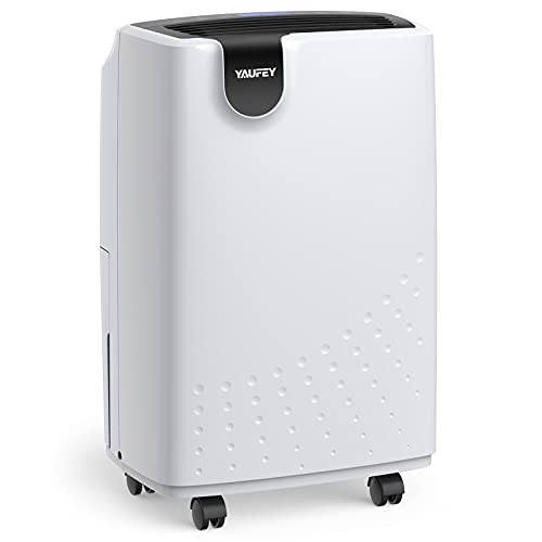 Yaufey 2500 Sq. Ft Home Dehumidifier for Medium to Large Rooms and Basements with Auto or Manual Drainage, 0.48 Gallon Water Tank Capacity