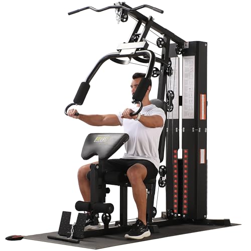 BalanceFrom Multifunctional Home Gym Workout Station with 160LBS Weight, Comes with Floor Mat Stack, Comes with Floor Mat