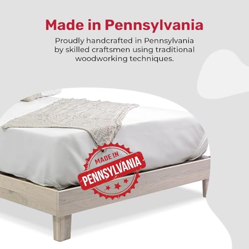 Solid Hardwood Platform Bed Frame with Slats, Quality Crafted in Pennsylvania, USA from Poplar by Mennonite Artisans, No Box Spring Needed