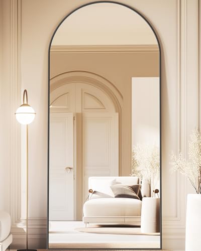 Full Length Mirror, 76"x34" Arched Floor Mirror Freestanding, Floor Standing Full Body Mirror with Stand for Bedroom