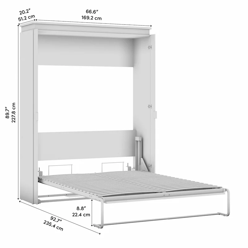 Bestar Orion 67W Queen Murphy Bed in bark gray & graphite