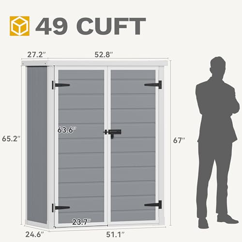 DWVO 5x3ft Resin Outdoor Storage Shed with Floor, Waterproof Lockable Storage Shed with Window, Plastic Outside Tool Storage for Garden, Backyard