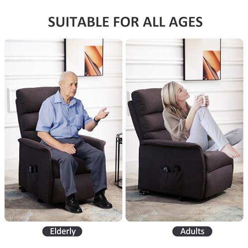HOMCOM Power Lift Recliner Chair for Elderly, Easy Assembly, Fabric Lift Chair for Adults, Recliner Sofa with Remote Control