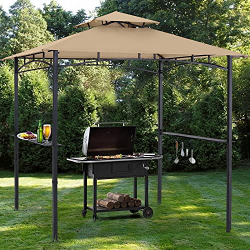 ABCCANOPY 8x5 Grill Gazebo - Outdoor BBQ Canopy Shelter with Led Light for Patio Backyard Grilling (Dark Gray)
