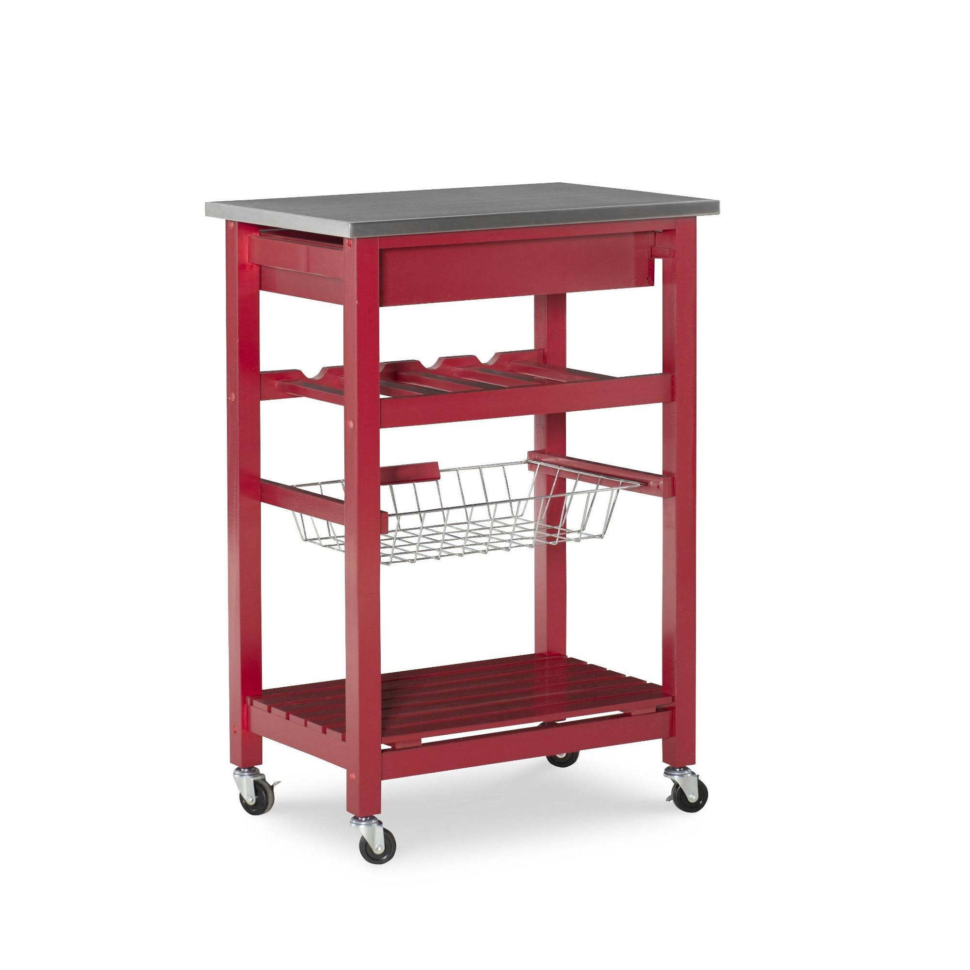 Linon Clarke Kitchen Bar Cart, Red
