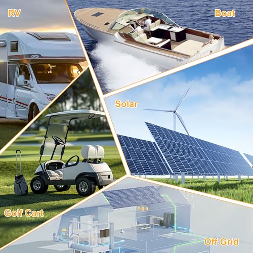 FLLYROWER 12V Lithium Battery 100AH With BMS and 16500 Deep Cycles 12V 100AH Lifepo4 Battery Grade A Cells for Marine Trolling Motor RV camping Solar