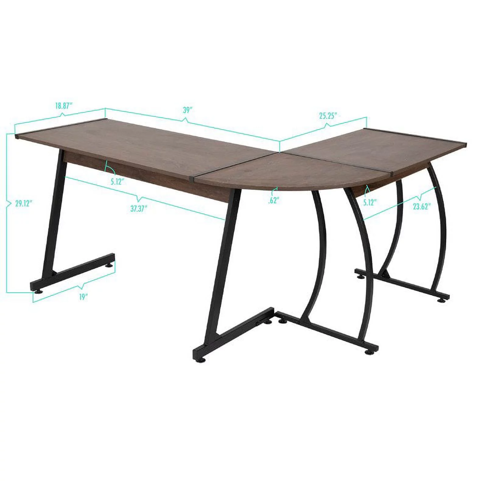 Living Essentials Ethan L-Shaped Corner Wood Top Computer Desk in Aged Oak
