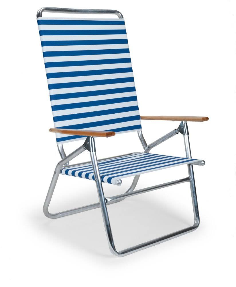 Telescope Casual Light 'n Easy High Boy Folding Beach Arm Chair (Blue/White Stripe)