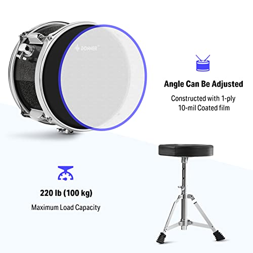 Kid Drum Sets-Donner 5-Piece for Beginners, 14 inch Full Size Complete Junior Drum Kit with Adjustable Throne, Cymbal, Hi-Hat, Pedal & Drumstick