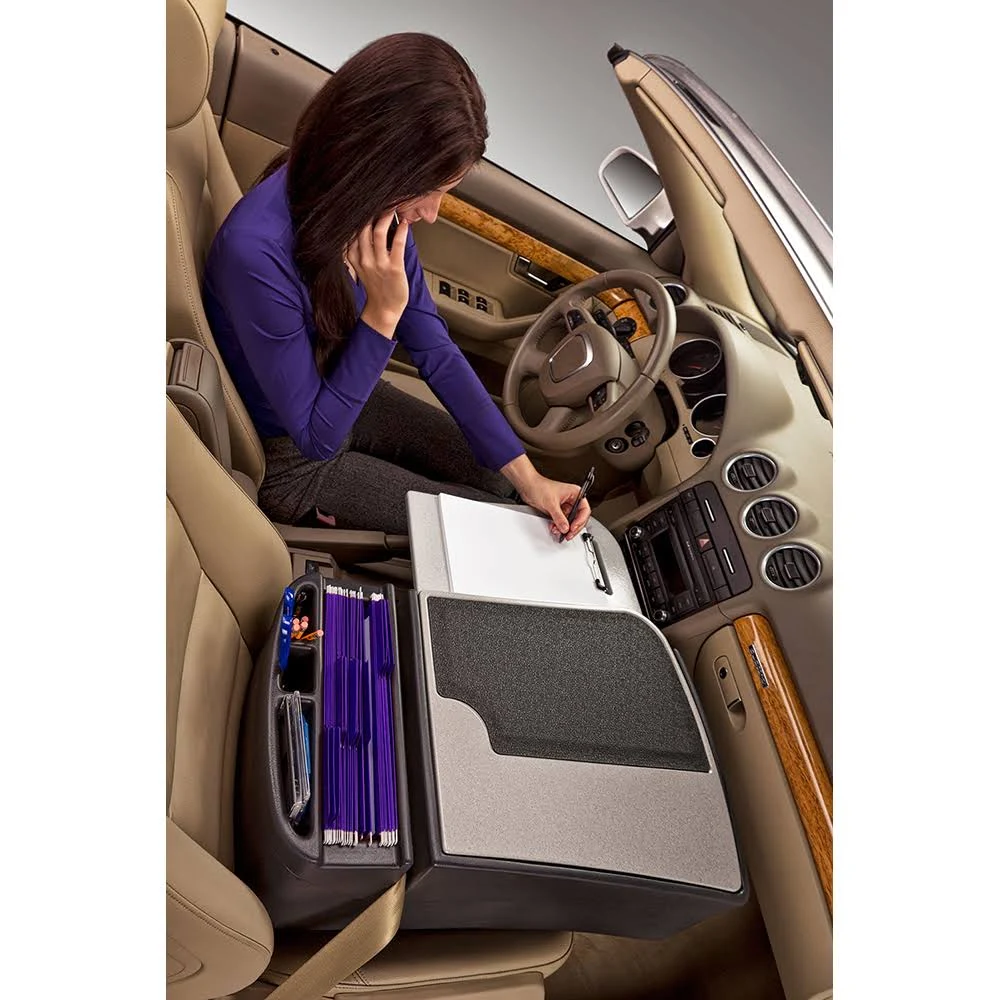 AutoExec GripMaster Car Desk with Built-in Power Inverter - Grey
