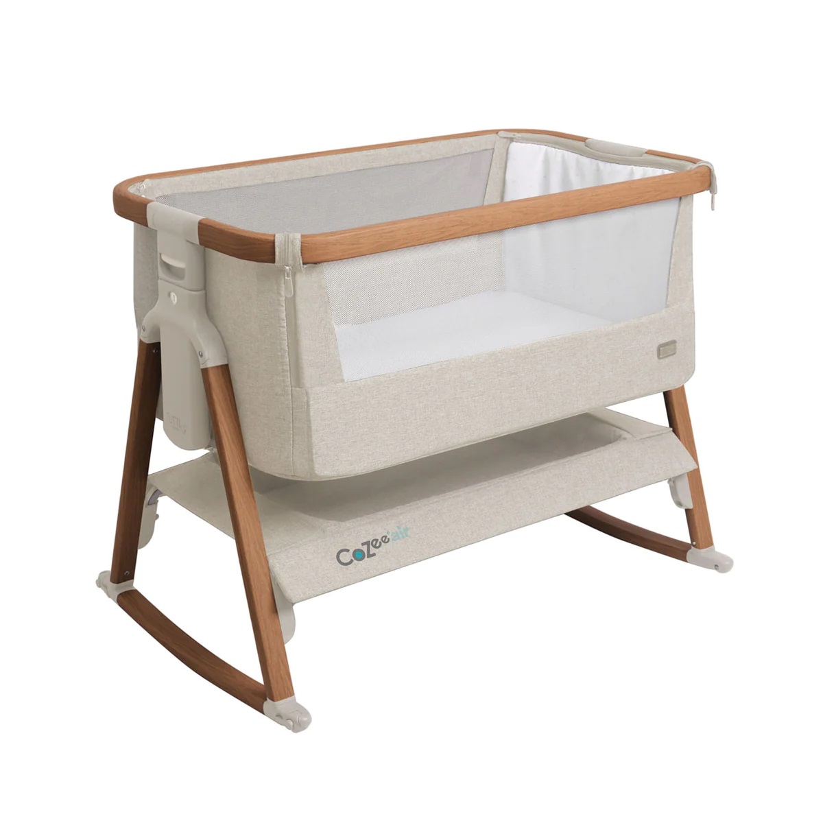 CoZee Air Bedside Crib – Scandinavian Walnut/ Ecru