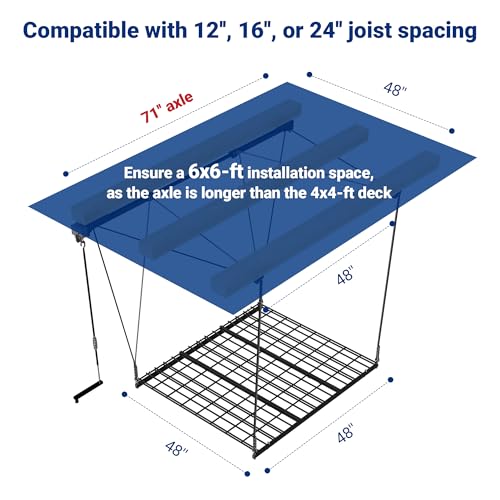 FLEXIMOUNTS Overhead Garage Storage Rack, 4x4 Ft Heavy-Duty Garage Ceiling Storage Racks, Adjustable Organization System with 71'' L Axle