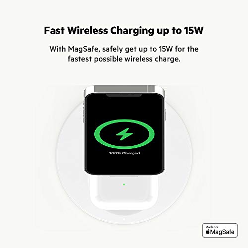 Belkin 2-in-1 MagSafe Wireless Charging Dock 15W Fast Charge iPhone Charger Compatible with iPhone 16, 15, 14, and 13 Series, AirPods