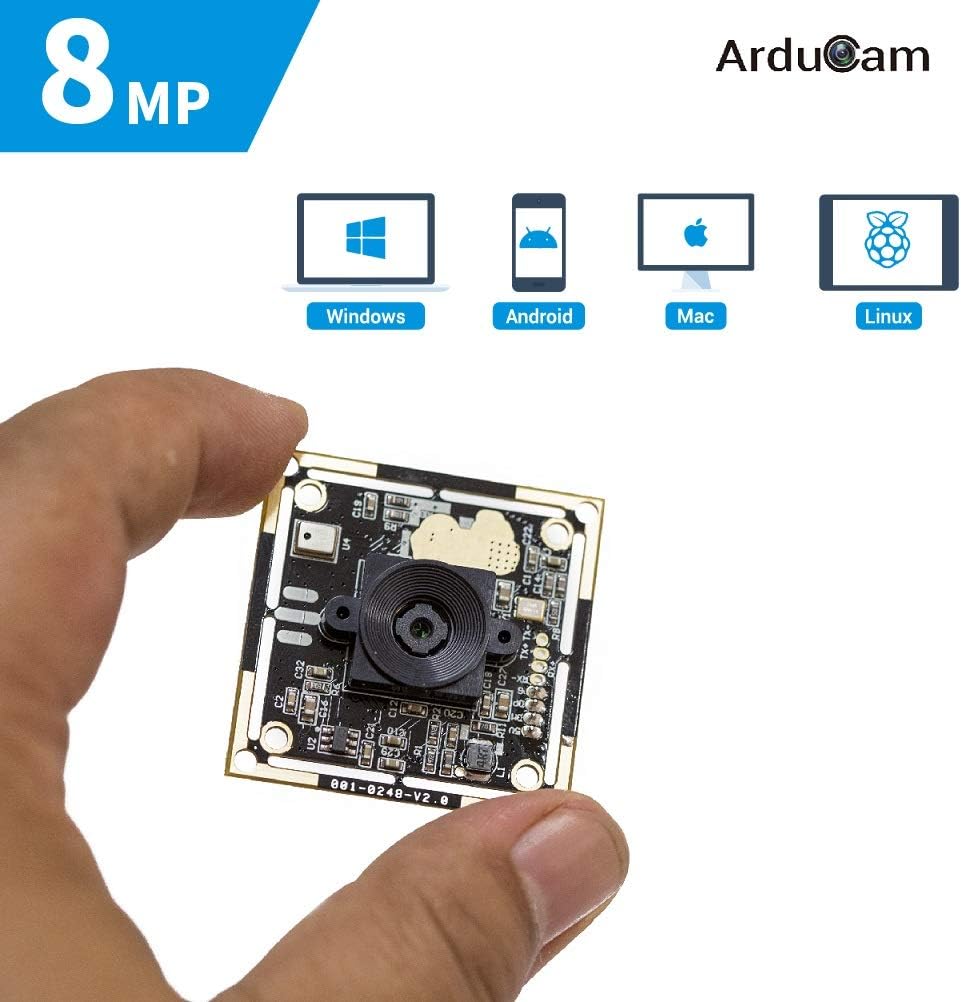 Arducam 8MP 1080P Auto Focus USB Camera Module with Microphone, 1/3.2” CMOS IMX179 Mini UVC USB2.0 Webcam Board with 3.3ft/1m Cable for Windows