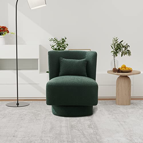 Swivel Barrel Chair, Comfy Round Accent Sofa Chair for Living Room, 360 Degree Swivel Barrel Club Chair with a Pillow, Leisure Arm Chair for Nursery