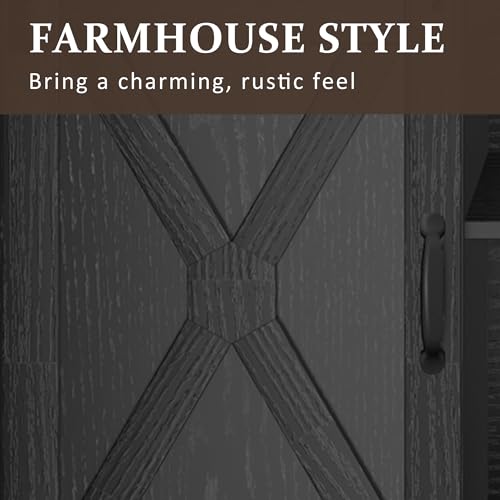 Farmhouse TV Stand for 65+ Inch TV, 34'' Tall Entertainment Center with Sliding Barn Doors
