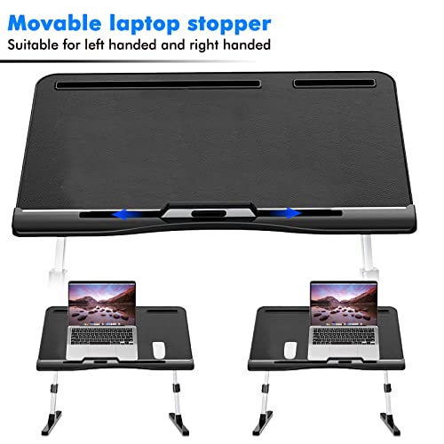 Laptop Bed Tray Table, Adjustable Foldable Bed Desk for Laptop with Storage Drawer Phone Holde for Eating, Working, Writing, Drawing
