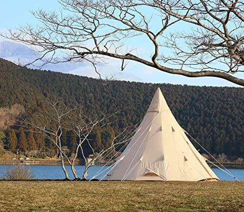 S'more Canvas Bell & Teepee Camping Tent, Water Resistant, Hot Tent with Stove Jack, 4 Season Outdoor Glamping Tent