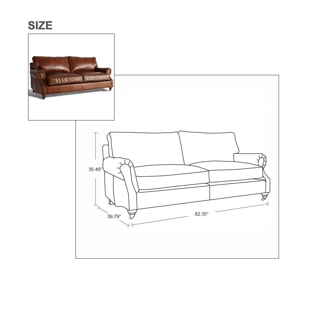 MarquessLife Luxury Antique 3Seater Sofa Couch 100%Genuine Aged Leather Hamdmade