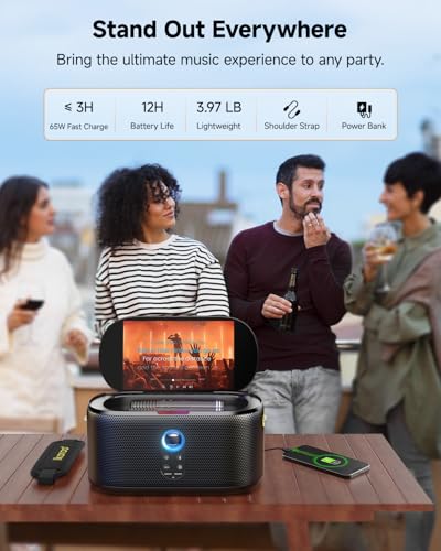 Ikarao Smart Karaoke Machine for Adults - with Lyrics Display, 32GB Karaoke Tablet, 2 Wireless Mics, Professional Karaoke System, 300W Peak Power