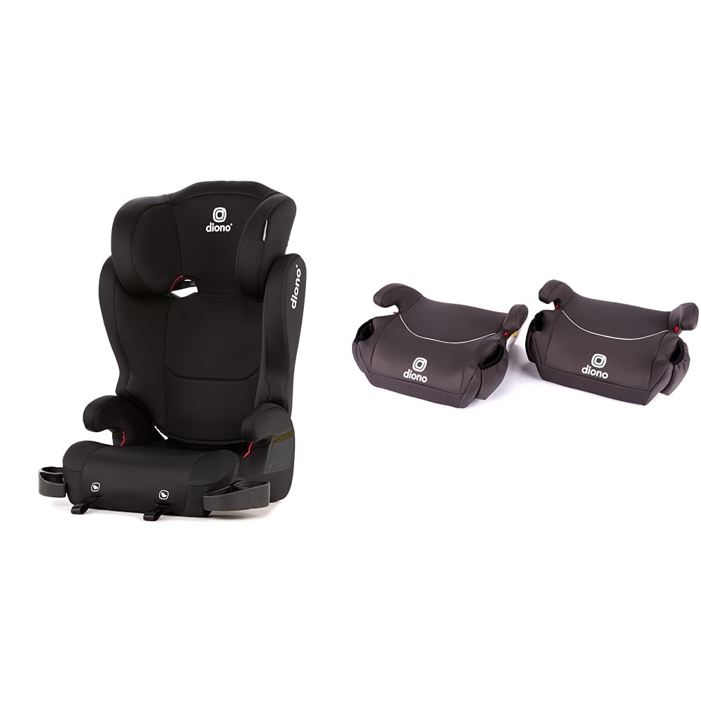 Diono Cambria 2 XL 2022 & Solana, No Latch, Pack of 2 Backless Booster Car Seats, Lightweight, Machine Washable Covers, Cup Holders, Black