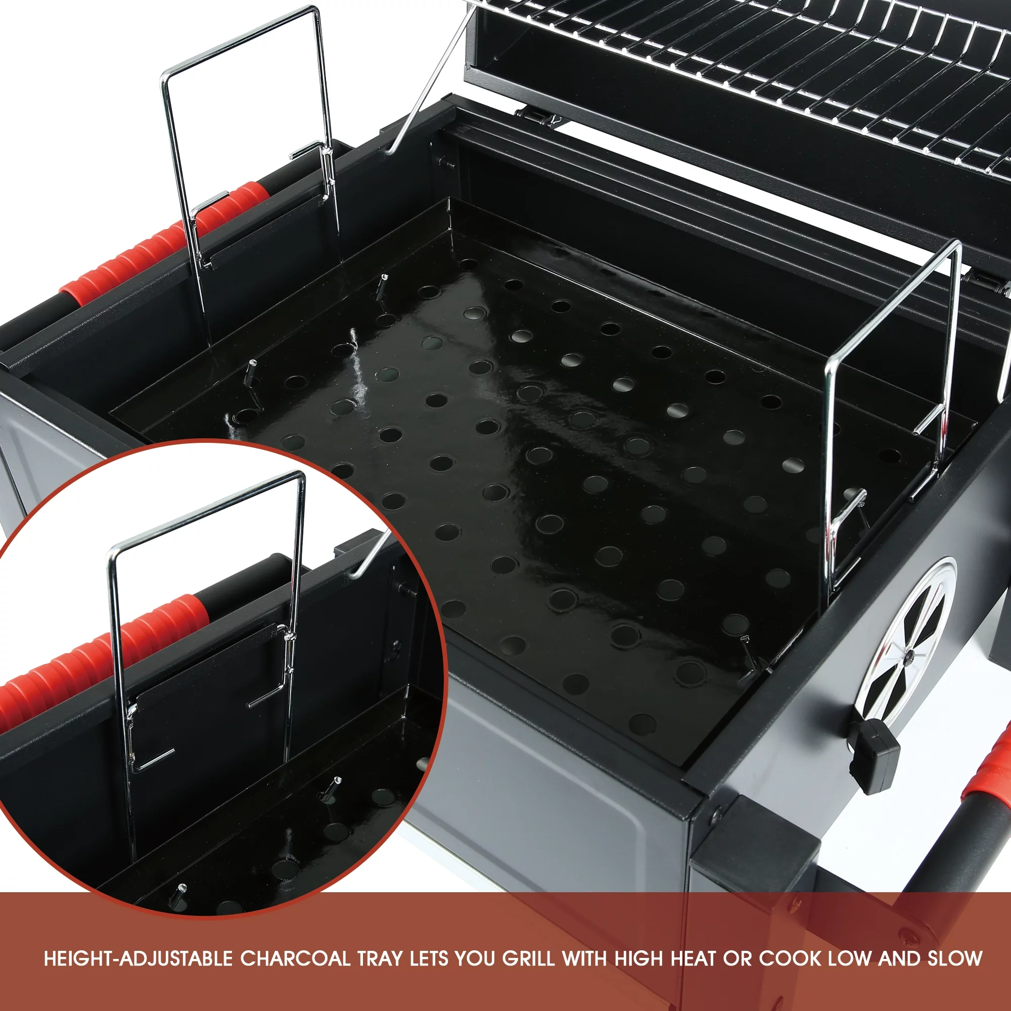 Feasto Portable Charcoal Grill Tabletop Grill with Cast Iron Grates and 354 Square in Cooking Area