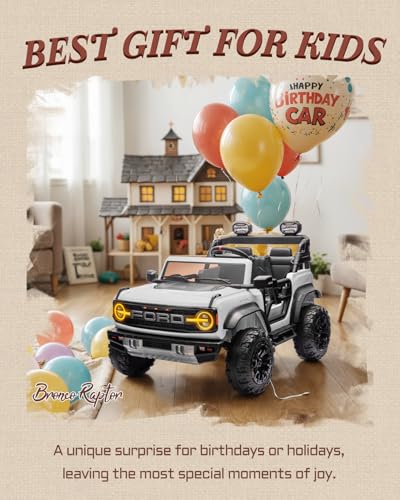 24V Ride on Toys for Big Kids, Licensed Ford Bronco Raptor 2 Seater Ride on Cars with Remote Control, Ride on Truck w/ 4-Wheeler Suspension, 3 Speeds