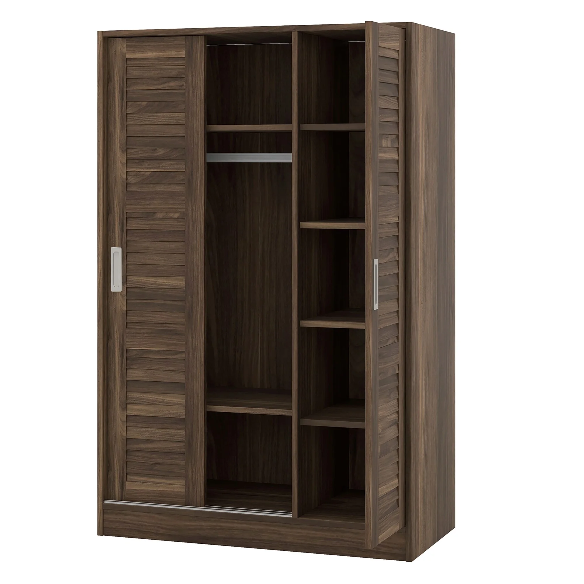 Shutter Wardrobe Mid-century 3-Door with shelves For Bedroom - Radiant Selections