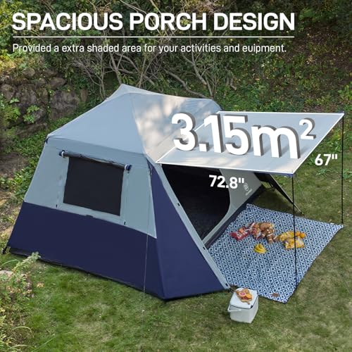 EVER ADVANCED Blackout 6 Person Camping Tent, Instant Cabin Tent for Family with Vestibule and Large Mesh Windows, 60s Easy Setup, Double Layer