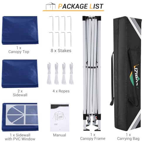 COBIZI 10x10 Pop up Canopy Tent Protable Canopy Tent with 4 Sidewalls Waterproof Commercial Instant Shelter for Parties, Wedding