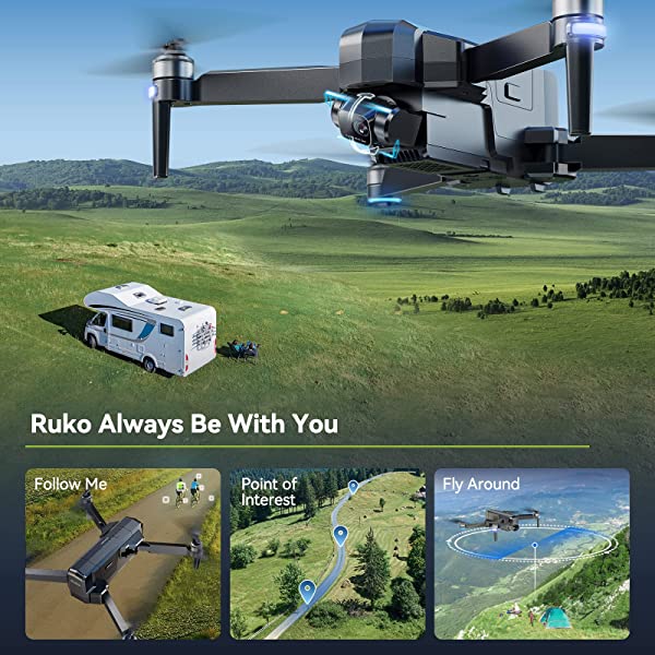 Ruko F11GIM Drones with Camera for Adults, 2-Axis Gimbal 4K EIS Camera, 2 Batteries 56Mins Flight Time,Brushless Motor, 5GHz FPV Transmission