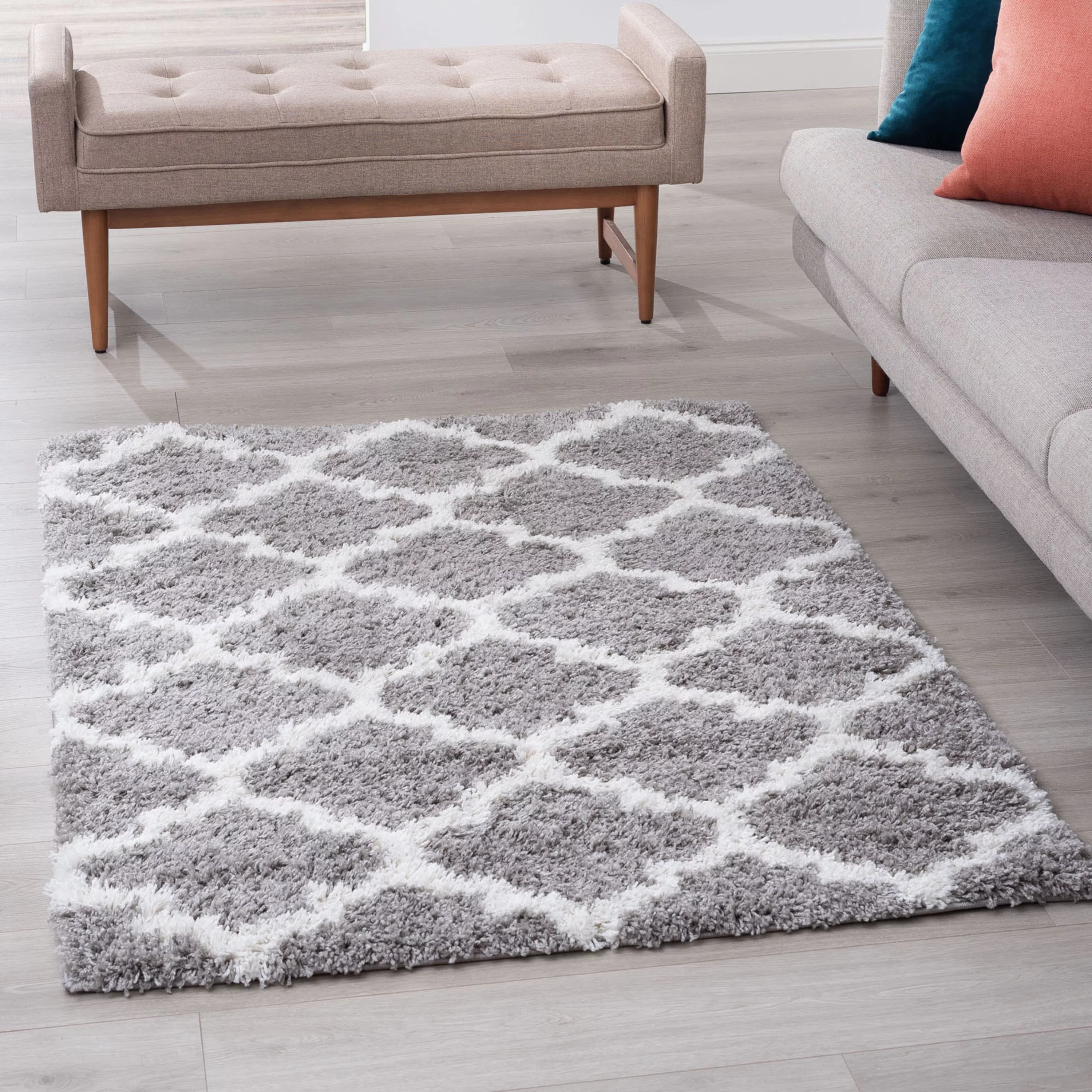 8x10 Modern Silver Large Area Rugs for Living Room | Bedroom Rug | Dining Room Rug | Indoor Entry or Entryway Rug | Kitchen Rug | Alfombras para