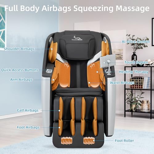MassaMAX 2025 A305 Massage Chair Full Body, Zero Gravity SL-Track Shiatsu Massage Recliner Chair with Heat, AI Control