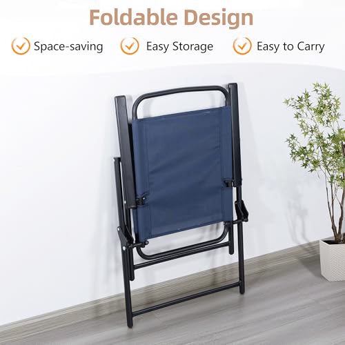 Vongrasig 6 Piece Folding Patio Dining Set,Small Metal Outdoor Garden Patio Table and Chair Set w/Umbrella for Lawn,Deck,Backyard,Black