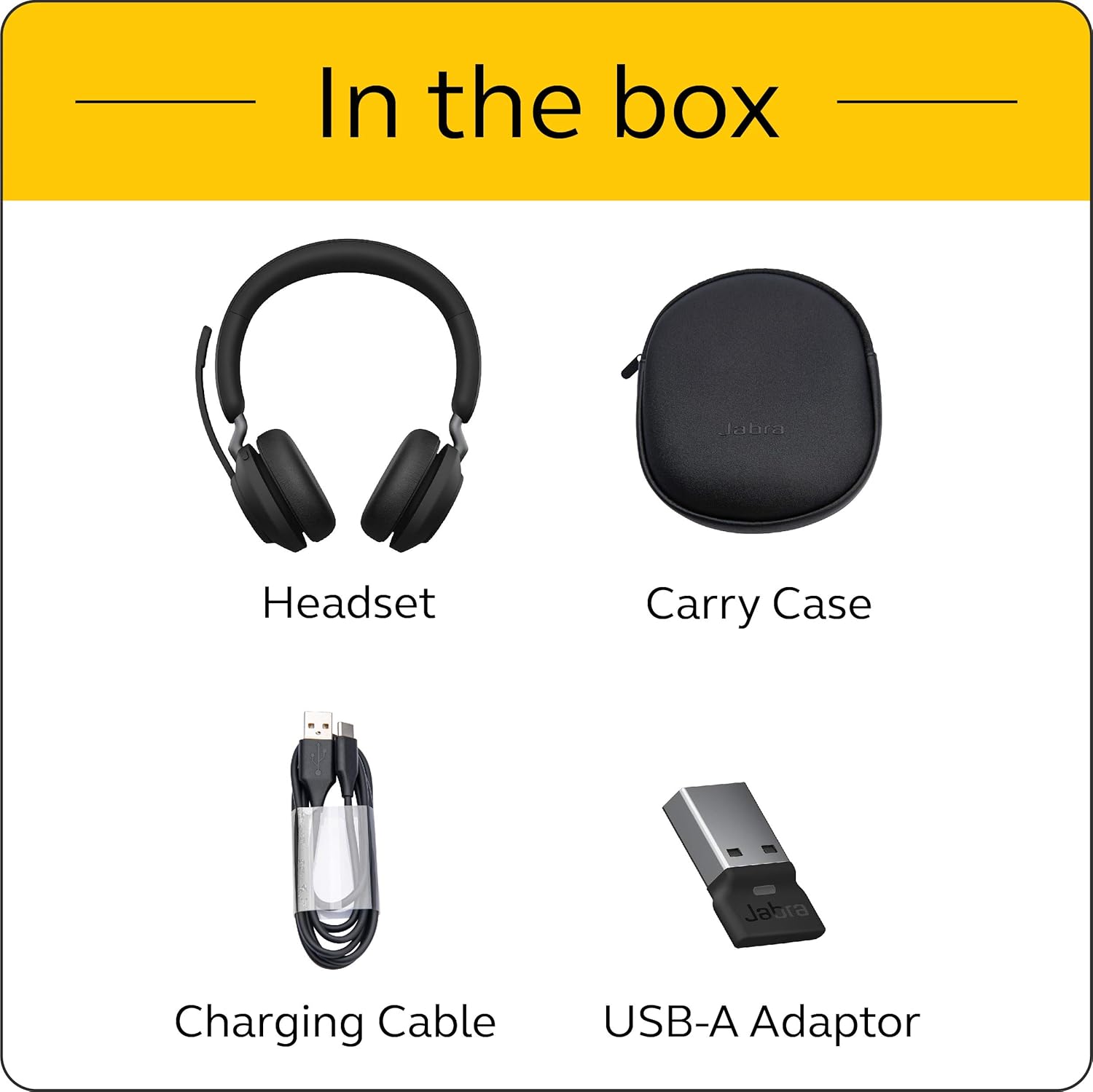 Jabra Evolve2 65 MS Wireless Headphones with Link380a, Stereo, Black – Wireless Bluetooth Headset for Calls and Music, 37 Hours of Battery Life