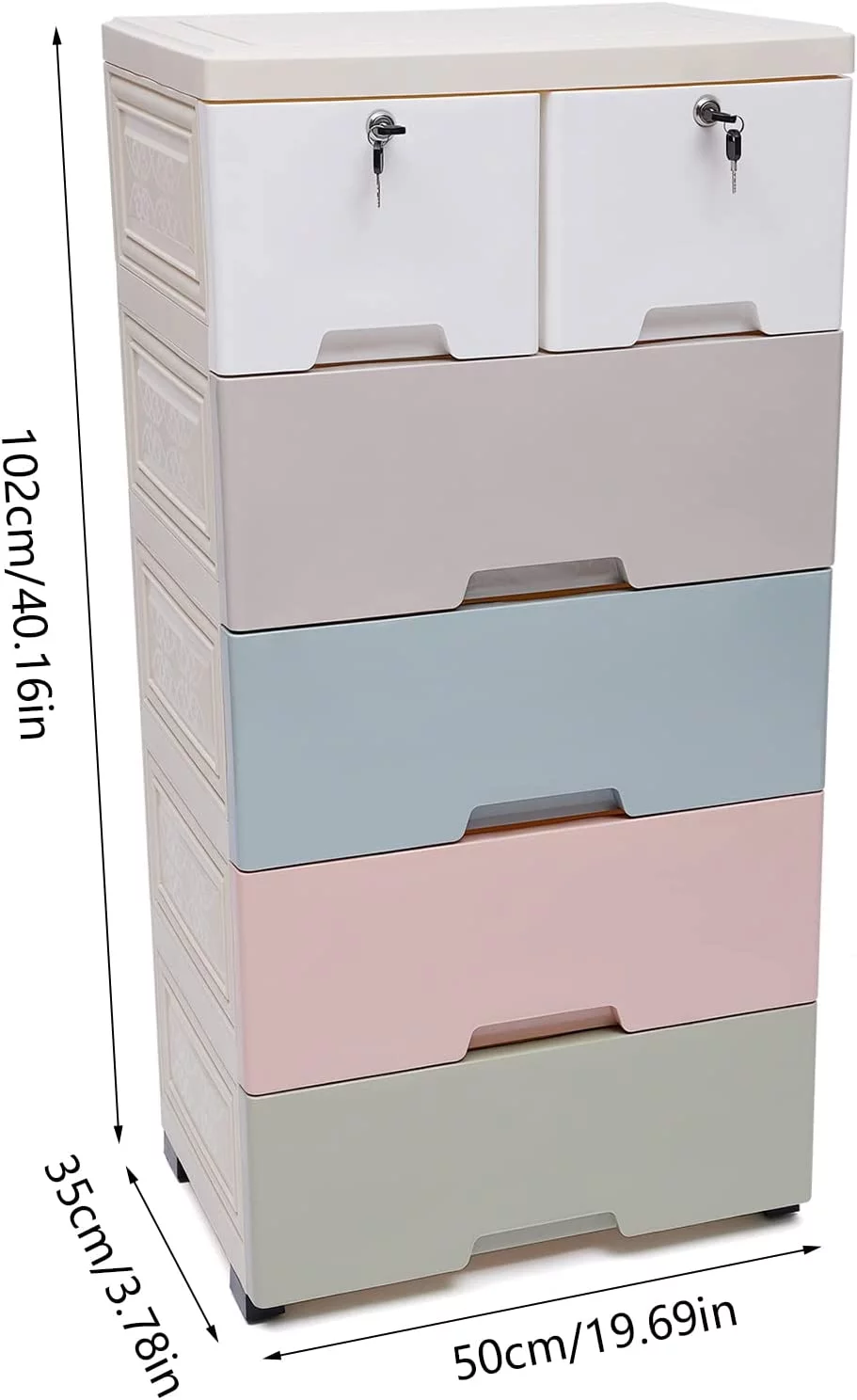 Miumaeov Plastic Drawers for Clothes, Storage Cabinet with 6 Drawers, Closet Drawers Tall Dresser Organizer for Clothes, Living Room